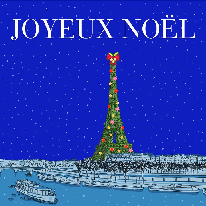 La Tour Eiffel à Noel avec la Seine